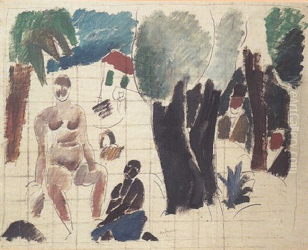 Sortie Du Bain Oil Painting by Charles Georges Dufresne