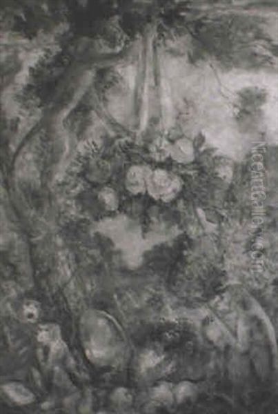 Allegorie Aux Singes Oil Painting by Charles Georges Dufresne