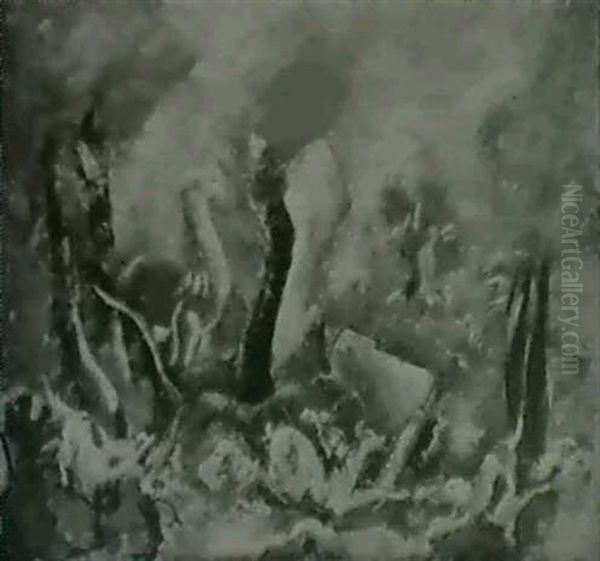 Tigre Attaquant Oil Painting by Charles Georges Dufresne