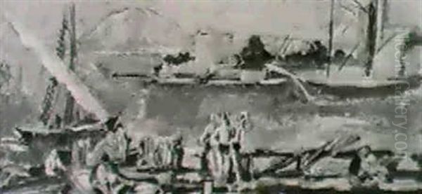 Port Du Sud Oil Painting by Charles Georges Dufresne