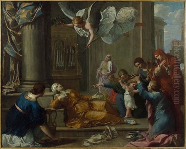 La Mort De Sainte Cecile Oil Painting by Charles Alphonse Dufresnoy