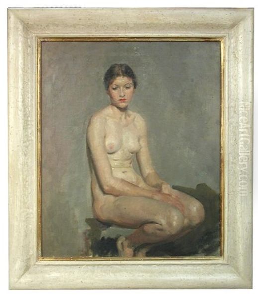 Seated Nude Oil Painting by Thomas Cantrell Dugdale