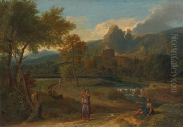 Landscape With Classical Figures Oil Painting by Gaspard Dughet