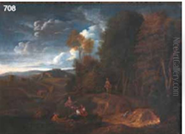 Paesaggio Con Ninfe Ed Amorini Oil Painting by Gaspard Dughet