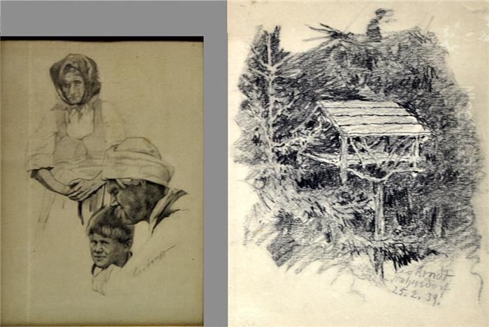 Landschaften Und Figurenstudie. Oil Painting by Leo Arndt