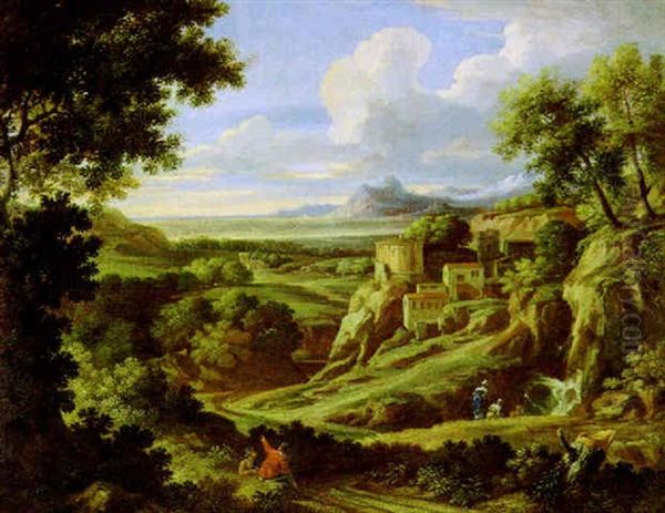Romische Landschaft Mit Einem Wasserfall Oil Painting by Gaspard Dughet