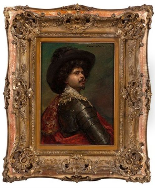 Figure De Mousquetaire De Profil Oil Painting by Hippolyte Francois Duluard