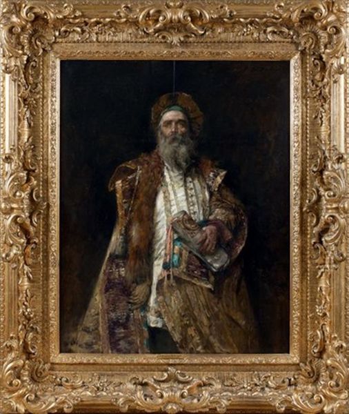 Portrait D'un Boyard Oil Painting by Hippolyte Francois Duluard