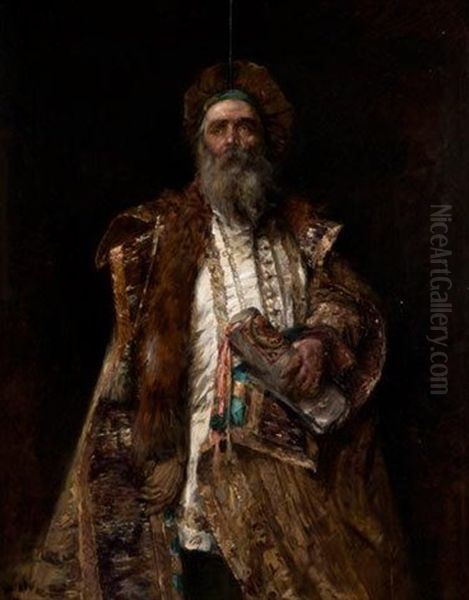 Portrait D'un Boyard Oil Painting by Hippolyte Francois Duluard