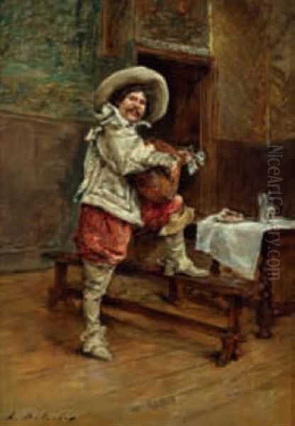 Joueur De Mandoline Oil Painting by Hippolyte Francois Duluard