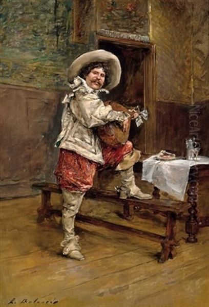 Musizierender Landsknecht Oil Painting by Hippolyte Francois Duluard