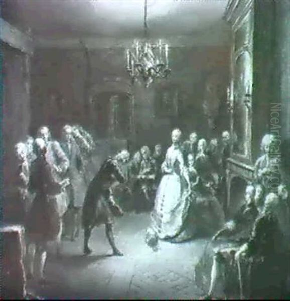 Conversation De Salon Oil Painting by Pierre Louis Ii Dumesnil