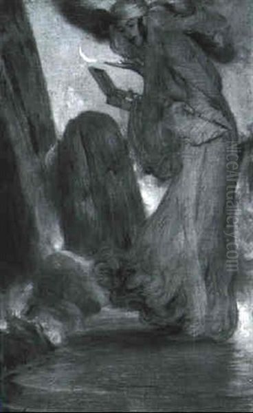 Woman Standing With Jewel Box Oil Painting by Frank Vincent Dumond