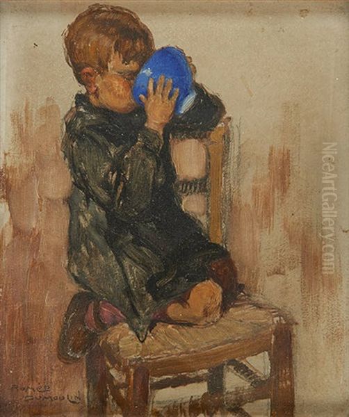 La Tasse Bleue Oil Painting by Romeo Dumoulin