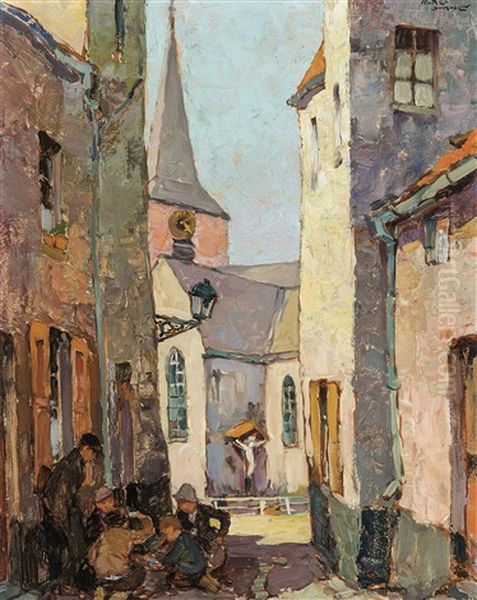 Dans La Ruelle Oil Painting by Romeo Dumoulin