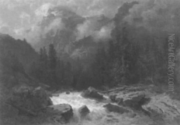 Landschaft In Den Schweizer Alpen Oil Painting by Jacques Dunant