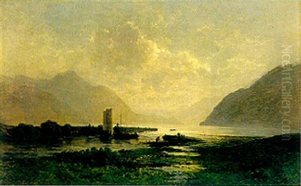 Abendstimmung Am Genfersee Oil Painting by Jacques Dunant