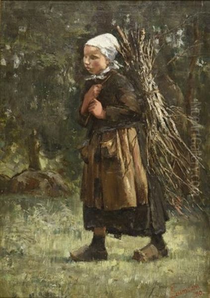 Jeune Fille Au Fagot De Bois Oil Painting by Edward Duncan