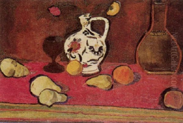 Stilleben Mit Fruchten Und Keramikkrug Oil Painting by Rodolphe Dunki