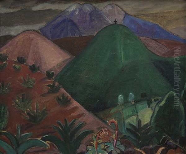 Mexican Field Oil Painting by Helena Adele Dunlap