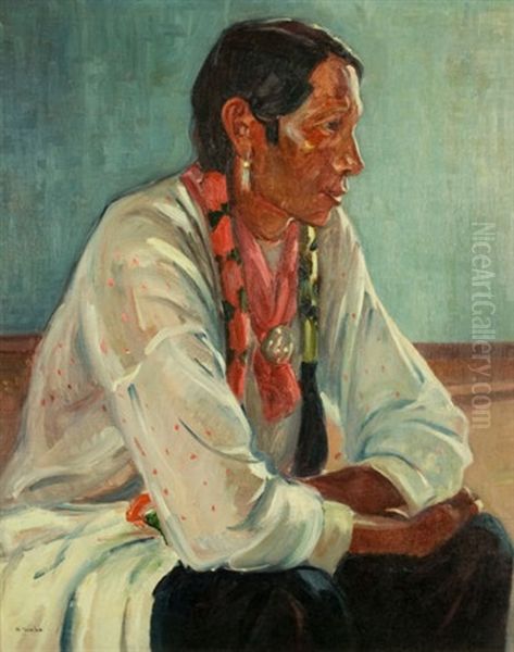 Hunting Buffalo Oil Painting by Helena Adele Dunlap