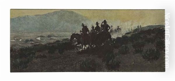 Me And Ol' Beanbelly, We Was Sure Cuttin' 'em, Weren't We Oil Painting by Harvey Dunn