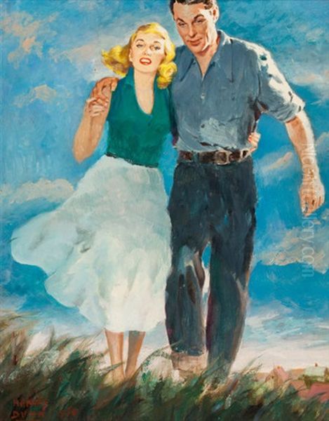 Couple Walking In A Field Oil Painting by Harvey Dunn