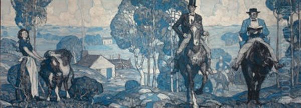 Lincoln Surveying The Landscape Oil Painting by Harvey Dunn