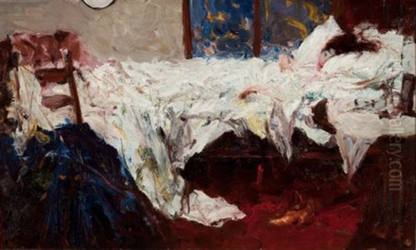 Woman In Bed Oil Painting by Harvey Dunn
