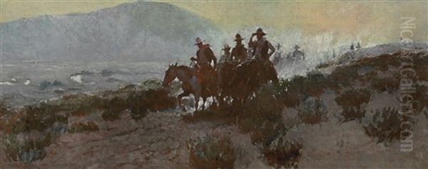 Me And Ol' Beanbelly, We Was Sure Cuttin' 'em, Weren't We? Oil Painting by Harvey Dunn