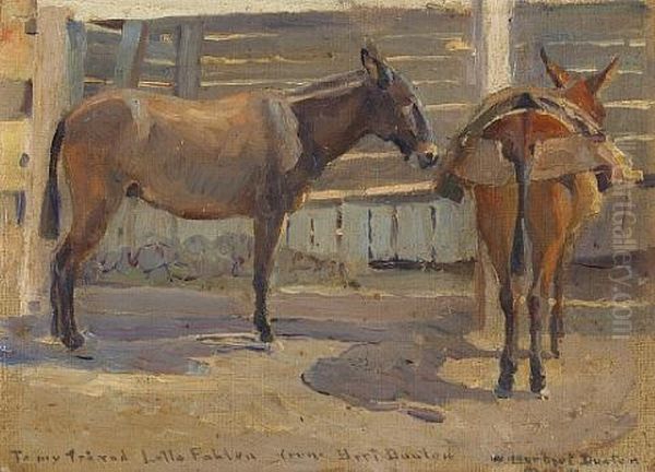 Pack Mules, Mexico Oil Painting by William Herbert Dunton