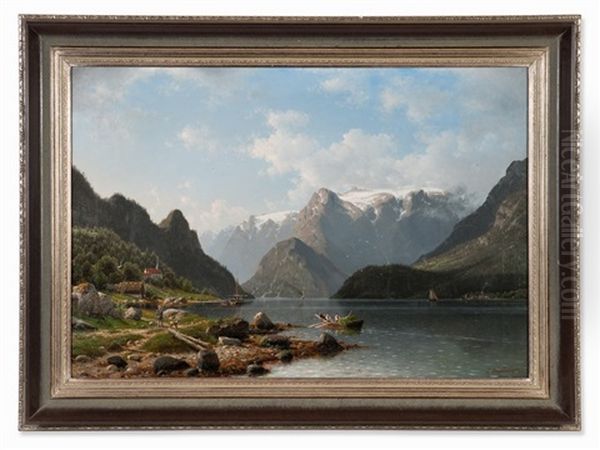 View On The Fjord Oil Painting by Johannes Bartolomaus Duntze