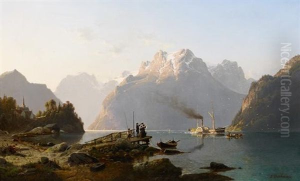 Abschied Vom Fjord Oil Painting by Johannes Bartolomaus Duntze