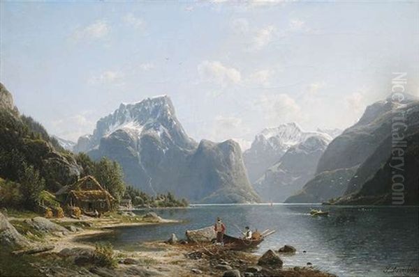 Sommerliche Partie Am Bredheimssee In Der Region Nordfjord Oil Painting by Johannes Bartolomaus Duntze