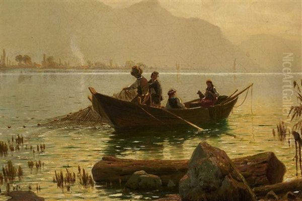 Blick Auf Schloss Chillon Am Genfersee Oil Painting by Johannes Bartolomaus Duntze