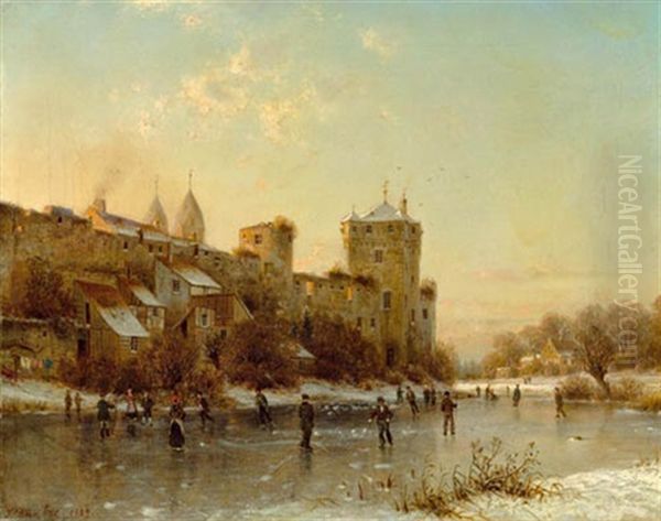 Motiv Aus Andernach Am Rhein - Winternachmittag Oil Painting by Johannes Bartolomaus Duntze