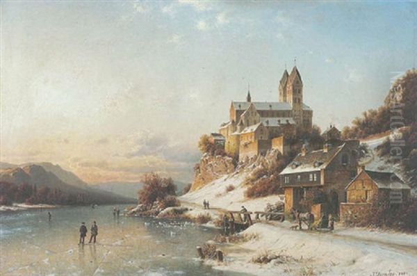 Winternachmittag, Kloster An Der Lahn Oil Painting by Johannes Bartolomaus Duntze