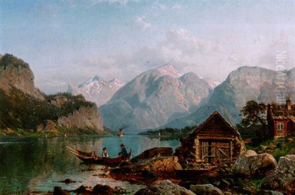 Norwegische Landschaft Oil Painting by Johannes Bartolomaus Duntze