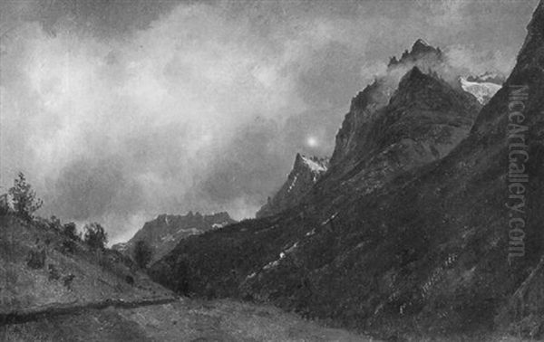 Gewitterlandschaft Im Gebirge Oil Painting by Johannes Bartolomaus Duntze