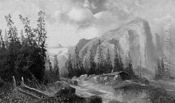 Die Handeck Alm Oil Painting by Johannes Bartolomaus Duntze