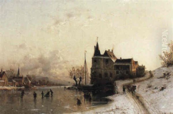 Winternachtmittag, Motiv Von Der Mosel Oil Painting by Johannes Bartolomaus Duntze