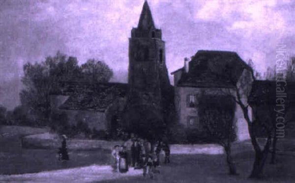 Eglise De Noville Oil Painting by Johann Duenz