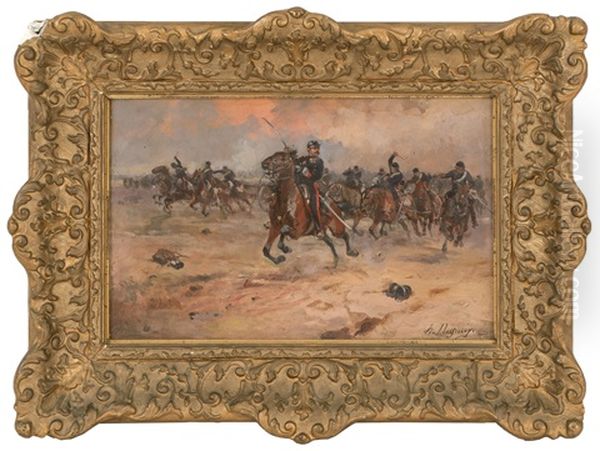 French Cavalry Charge Oil Painting by Henri Louis Dupray