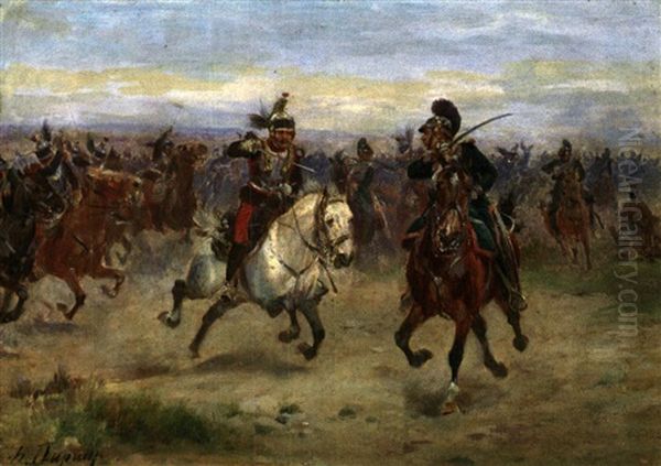 Kavallerie Im Schlachtengetummel Oil Painting by Henri Louis Dupray