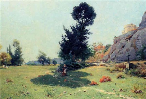 Mother And Child With Ducks And Chicks Oil Painting by Julien Dupre