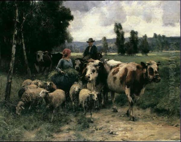 Returning From Market Oil Painting by Julien Dupre