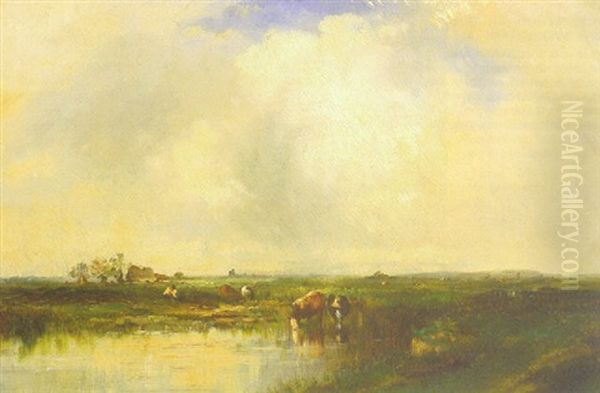 Landschaft Mit Kuhen Oil Painting by Leon Victor Dupre