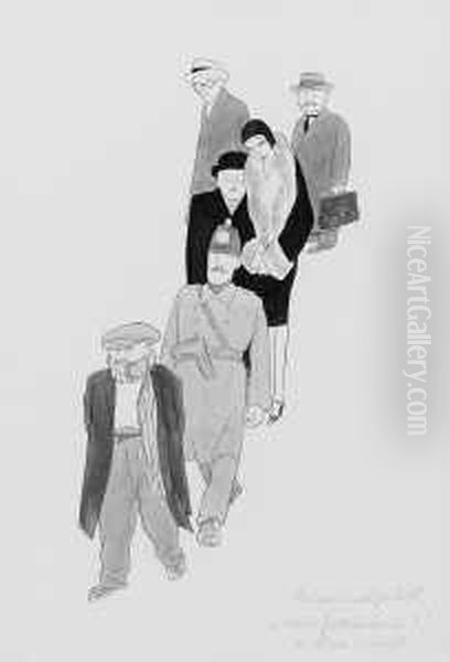 Kriminalstuck Oil Painting by Karl Arnold