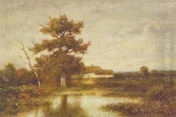 Barbizon Landscape With Cottage And Pond Oil Painting by Jules Dupre