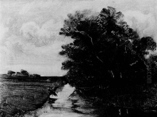 Chene Au Bord De L'eau Oil Painting by Jules Dupre